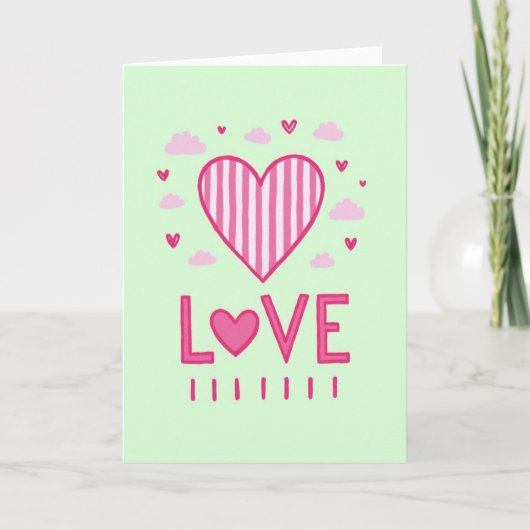 Roze Cute Liefdes Hart Kaart (Voorkant)