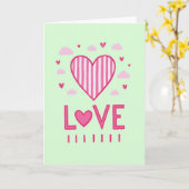 Roze Cute Liefdes Hart Kaart (Gele Bloem)