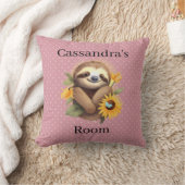 Roze Cute Luiaard Met Zonnebloemen Kussen (Deken)