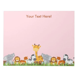 Roze, cute Oerwoud Baby Animals Blocnote
