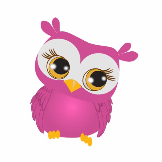 Roze Cute Owl Photo Sculpture Staand Fotobeeldje (Voorkant)