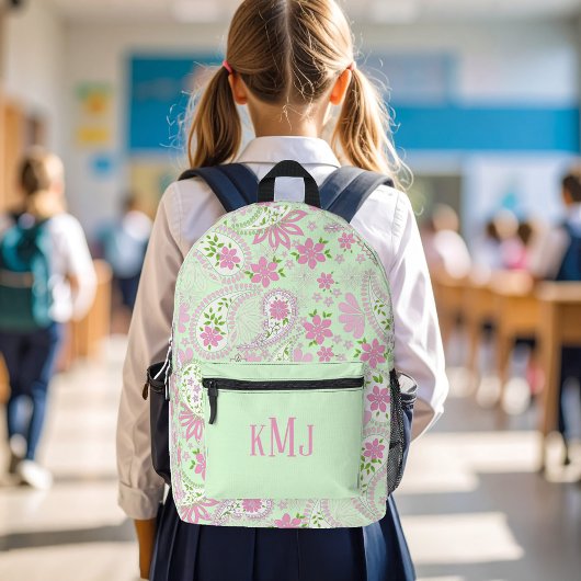 Roze Cute Paisley Monogram Persoonlijk Bedrukte Rugzak