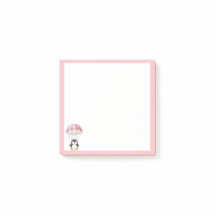 Roze Cute Pinguïn Parachute Post-It Notities
