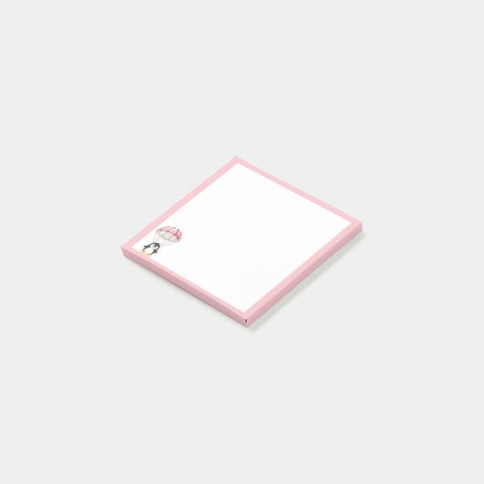 Roze Cute Pinguïn Parachute Post-It Notities Post-it® Notes (Schuin)