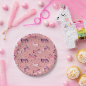 Roze Cute Pony Papieren Bordje (Feest)