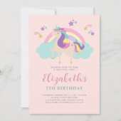 Roze | Cute Rainbow Unicorn Personated Birthday Kaart (Voorkant)
