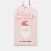Roze Cute Santa Illustratie Cadeaulabel (Voorkant)