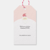 Roze Cute Santa Illustratie Cadeaulabel (Achterkant)