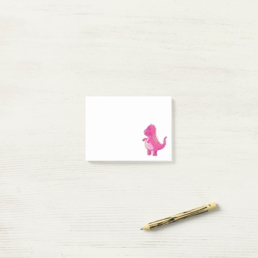 Roze Cute T Rex Dinosaur | Dino Post-it® Notes (Op bureau)