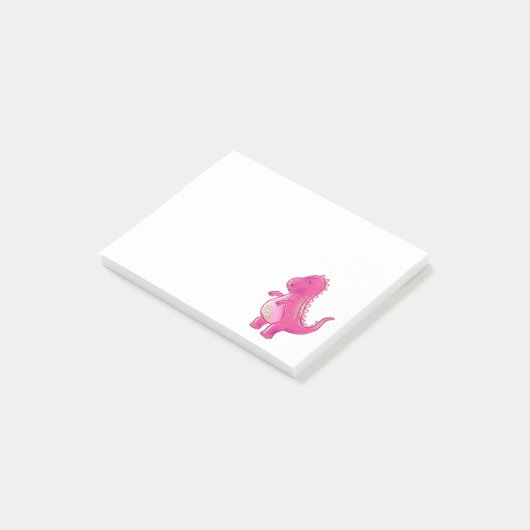 Roze Cute T Rex Dinosaur | Dino Post-it® Notes (Schuin)