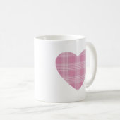 Roze Cute Tartan Hart Monogram Koffiemok (Voorkant rechts)