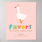 Roze Cute Two Grappige Gans 2de Verjaardag Favors Poster (Voorkant)