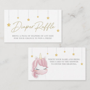 Roze Cute Unicorn Baby shower Diaper Raffle Kaart