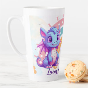 Roze Cute Unicorn dinosauriërs regenboog Verjaarda Latte Mok