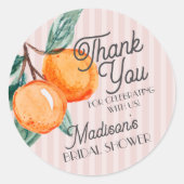 Roze Cutie Main Squeeze Citrus Bruiloftsfeest Favo Ronde Sticker (Voorkant)