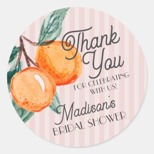 Roze Cutie Main Squeeze Citrus Bruiloftsfeest Favo Ronde Sticker (Voorkant)