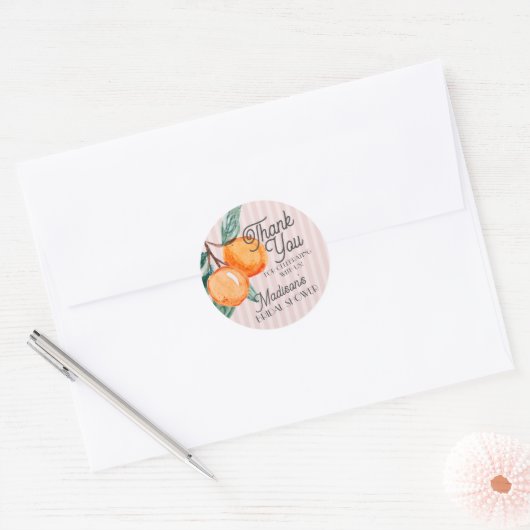 Roze Cutie Main Squeeze Citrus Bruiloftsfeest Favo Ronde Sticker (Envelop)