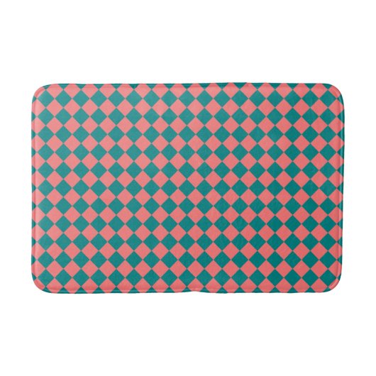 Roze cyaan checker diamantpatroon badmat (Voorkant)