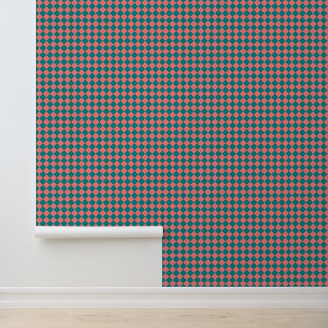 Roze cyaan checker diamantpatroon behang (Applicatie)