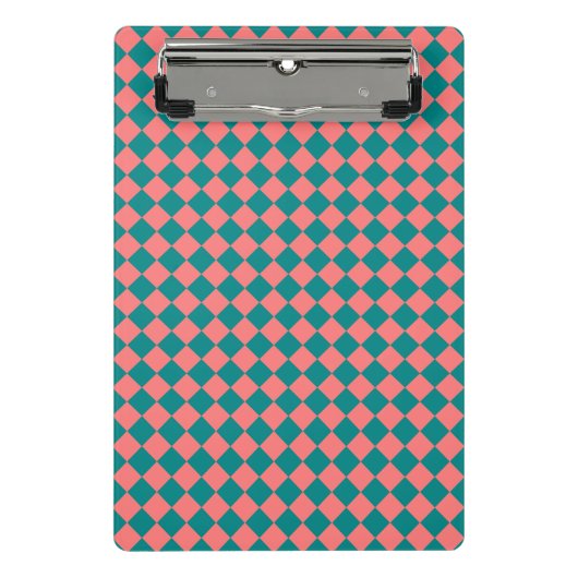 Roze cyaan checker diamantpatroon mini klembord (Voorkant)