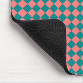 Roze cyaan checker diamantpatroon muismat (Hoek)