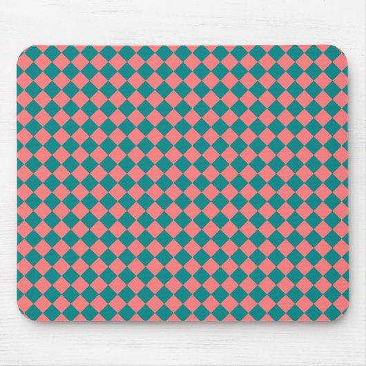 Roze cyaan checker diamantpatroon muismat (Voorkant)