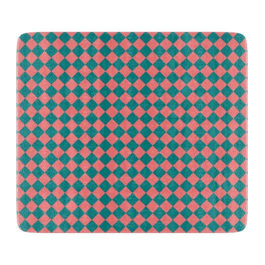 Roze cyaan checker diamantpatroon snijplank (Voorkant)
