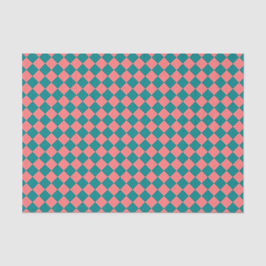 Roze cyaan checker diamantpatroon tissuepapier (Voorkant)