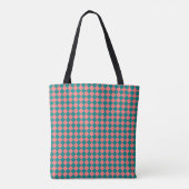 Roze cyaan checker diamantpatroon tote bag (Achterkant)
