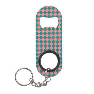 Roze Cyaan Geruite Diamant Patroon Mini Flessenopener