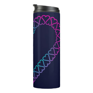 roze cyan harten op thermische tumbler thermosbeker