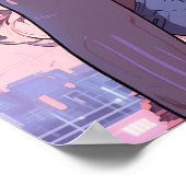 Roze Cyber Meisje - Manga Stijl Poster (Hoek)