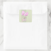 Roze Cyclamen groen Vierkante Sticker (Tas)