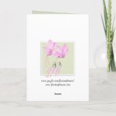 Roze Cyclamens groene Verjaardag Kaart (Achterkant)