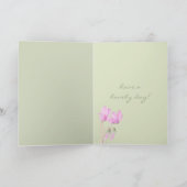 Roze Cyclamens groene Verjaardag Kaart (Binnen)