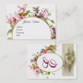 ROZE CYCLAMENS ROMANTISCH BLOEMMONOGRAM, Wit Visitekaartje (Voorkant / Achterkant)