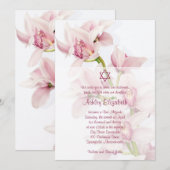 Roze Cymbidium Orchid Bat Mitzvah Uitnodiging (Voorkant / Achterkant)