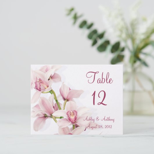 Roze Cymbidium Orchid Bloemen Tafel Kaarten (Staand voorkant)