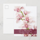 Roze Cymbidium Orchid Bruiloft Save the Date Aankondigingskaart (Voorkant / Achterkant)