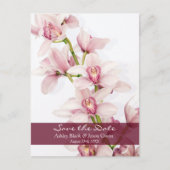 Roze Cymbidium Orchid Bruiloft Save the Date Aankondigingskaart (Voorkant)