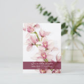 Roze Cymbidium Orchid Bruiloft Save the Date Aankondigingskaart (Staand voorkant)