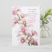Roze Cymbidium Orchid Floral Afstuderen Uitnodigin Kaart (Staand voorkant)