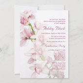 Roze Cymbidium Orchid Floral Afstuderen Uitnodigin Kaart (Achterkant)