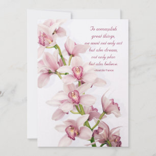 Roze Cymbidium Orchid Floral Afstuderen Uitnodigin Kaart