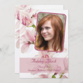 Roze Cymbidium Orchid Foto Afstuderen Uitnodiging (Voorkant / Achterkant)