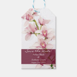 Roze Cymbidium Orchid Foto Bruiloft Save the Date Cadeaulabel