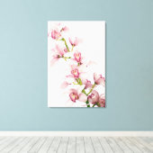 Roze Cymbidium Orchidee bloem verpakt Canvas Print (Insitu (Houten vloer))