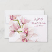 Roze Cymbidium Orchidee Bruiloft antwoord RSVP-kaa (Voorkant)