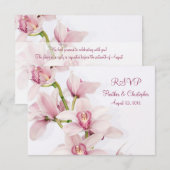 Roze Cymbidium Orchidee Bruiloft antwoord RSVP-kaa (Voorkant / Achterkant)