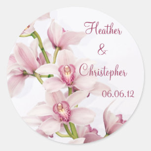Roze Cymbidium Orchidee Bruiloft Stickers